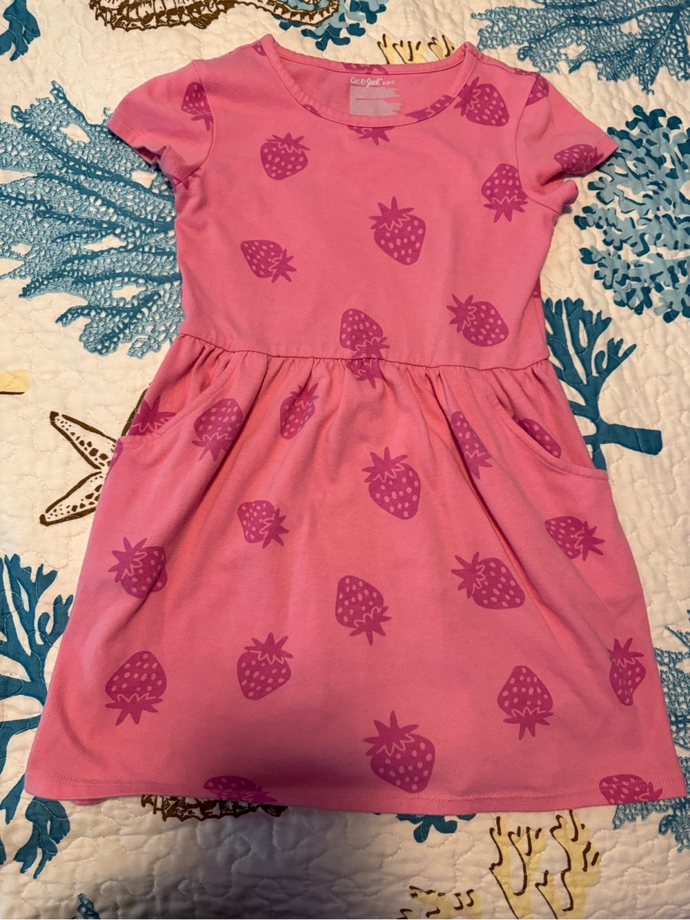 Cat & Jack Pink Dress with Purple Strawberry Print